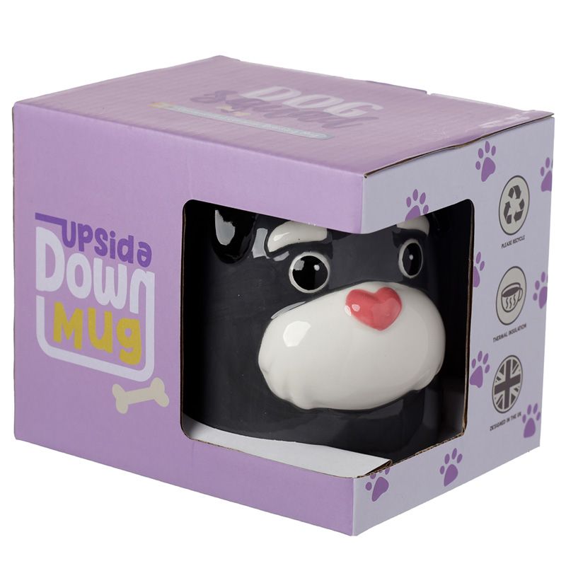Κεραμική κούπα 3D γκρι σκύλος upside down mug