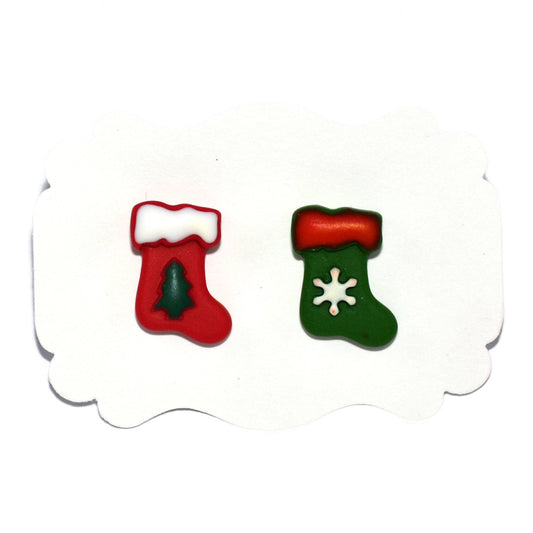 Ανόμοιες μπότες χριστουγεννιάτικα καρφωτά σκουλαρίκια πράσινη και κόκκινη